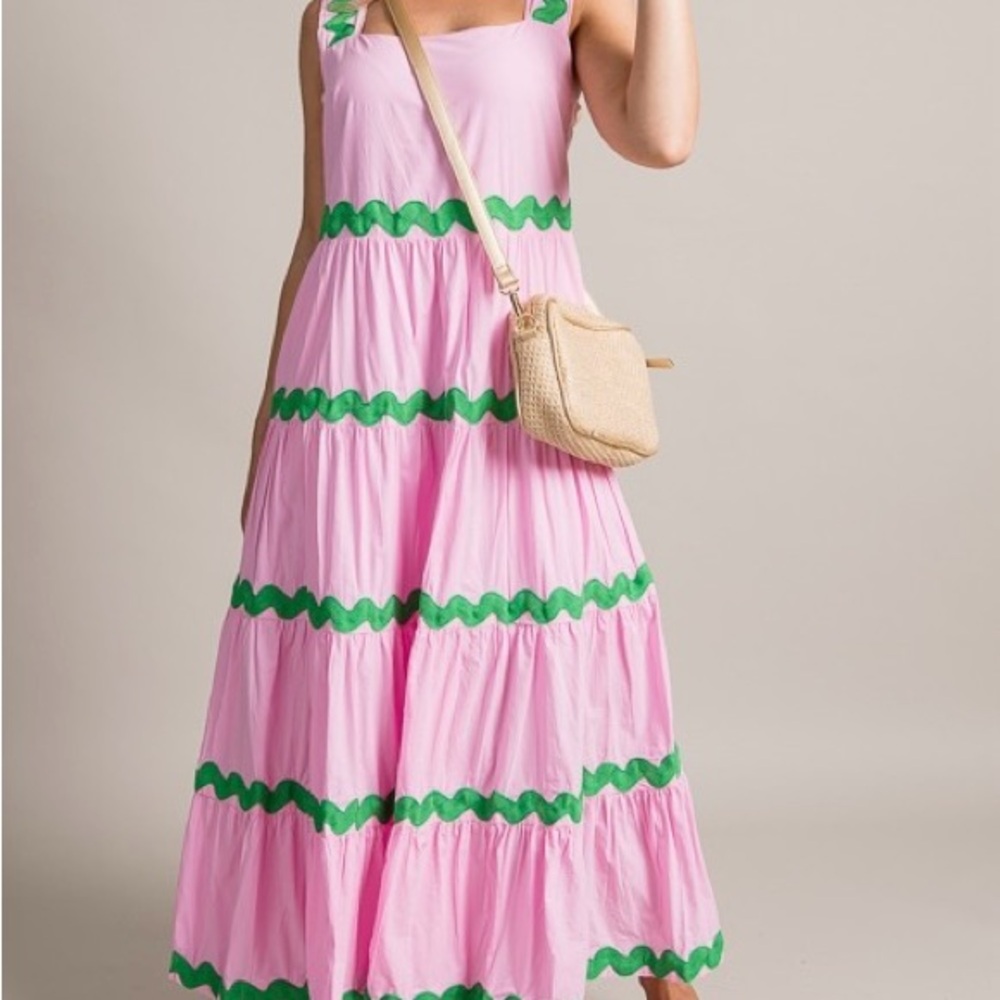 NEVER WORN Pink and Green Sleeveless Dress